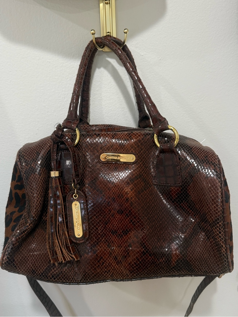 Cynthia Rowley Brown Animal Print Purse